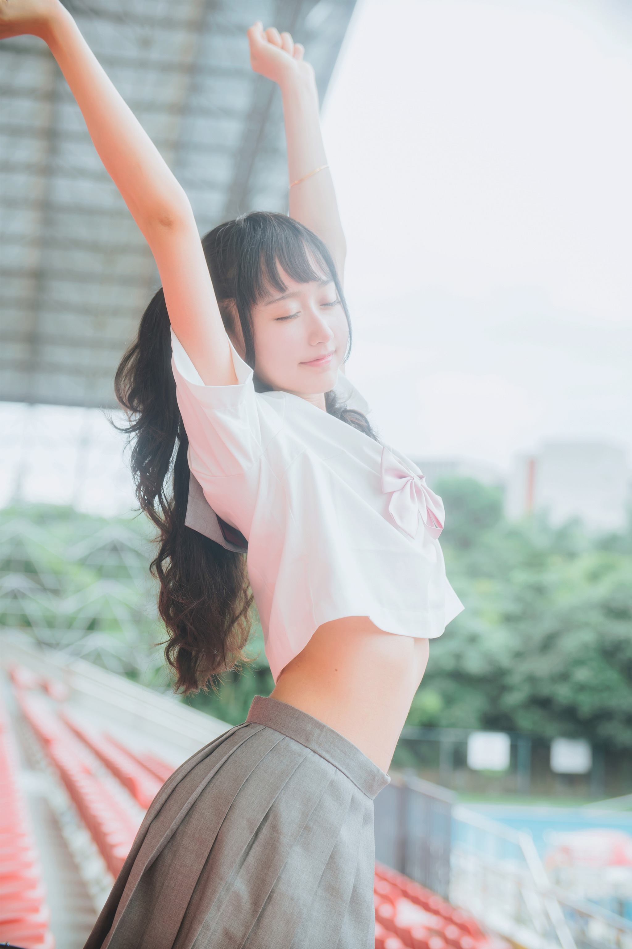 木棉棉 - NO.003 木绵绵OwO 双马尾JK灰裙[38P]-XikXak